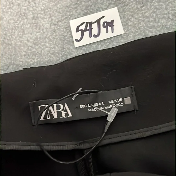 Zara High Rise Trouser Pants Large BlackSide Slit Office Career - Picture 3 of 12